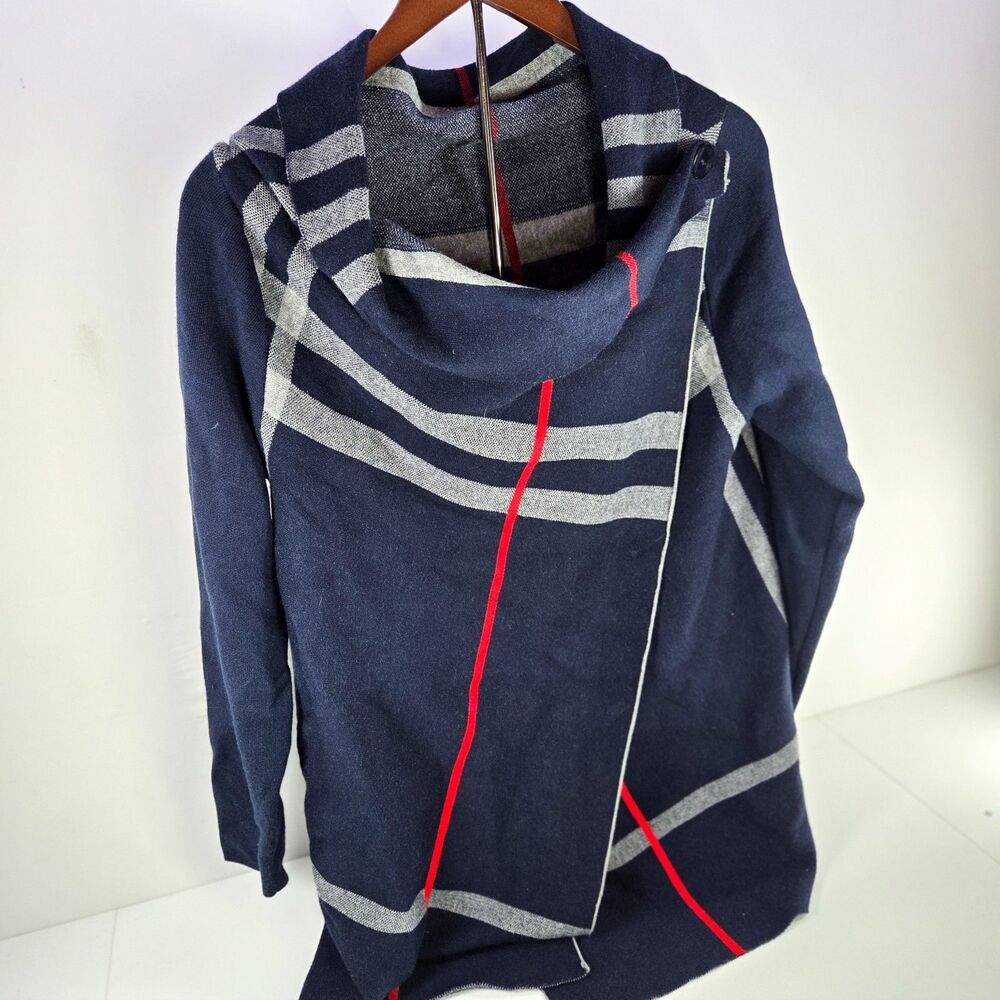 Elisabetta Collection Italy Wool Alpaca Plaid Waterfall Cardigan Women’s M